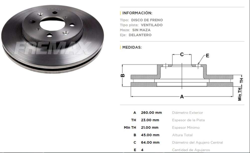 FREMAX DISCO FRENO HONDA CIVIC 03> DV  