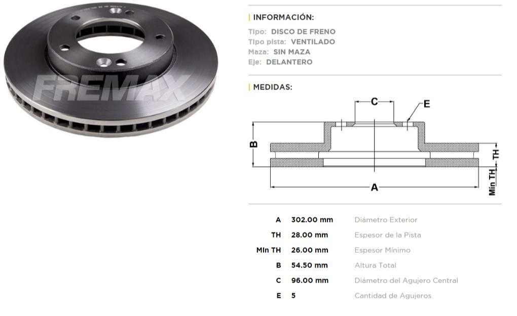 FREMAX DISCO FRENO KIA SORENTO DV  