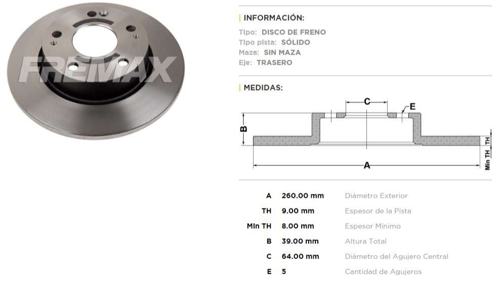 FREMAX DISCO FRENO HONDA CIVIC 1.5 TURB T  