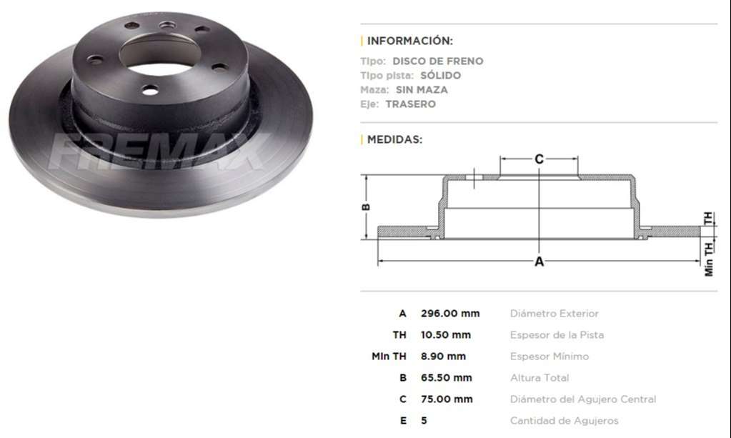 FREMAX DISCO FRENO BMW 100/120 I 05> TS  