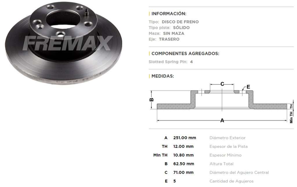 FREMAX DISCO FRENO CITROEN XM BREAK 91>TS  