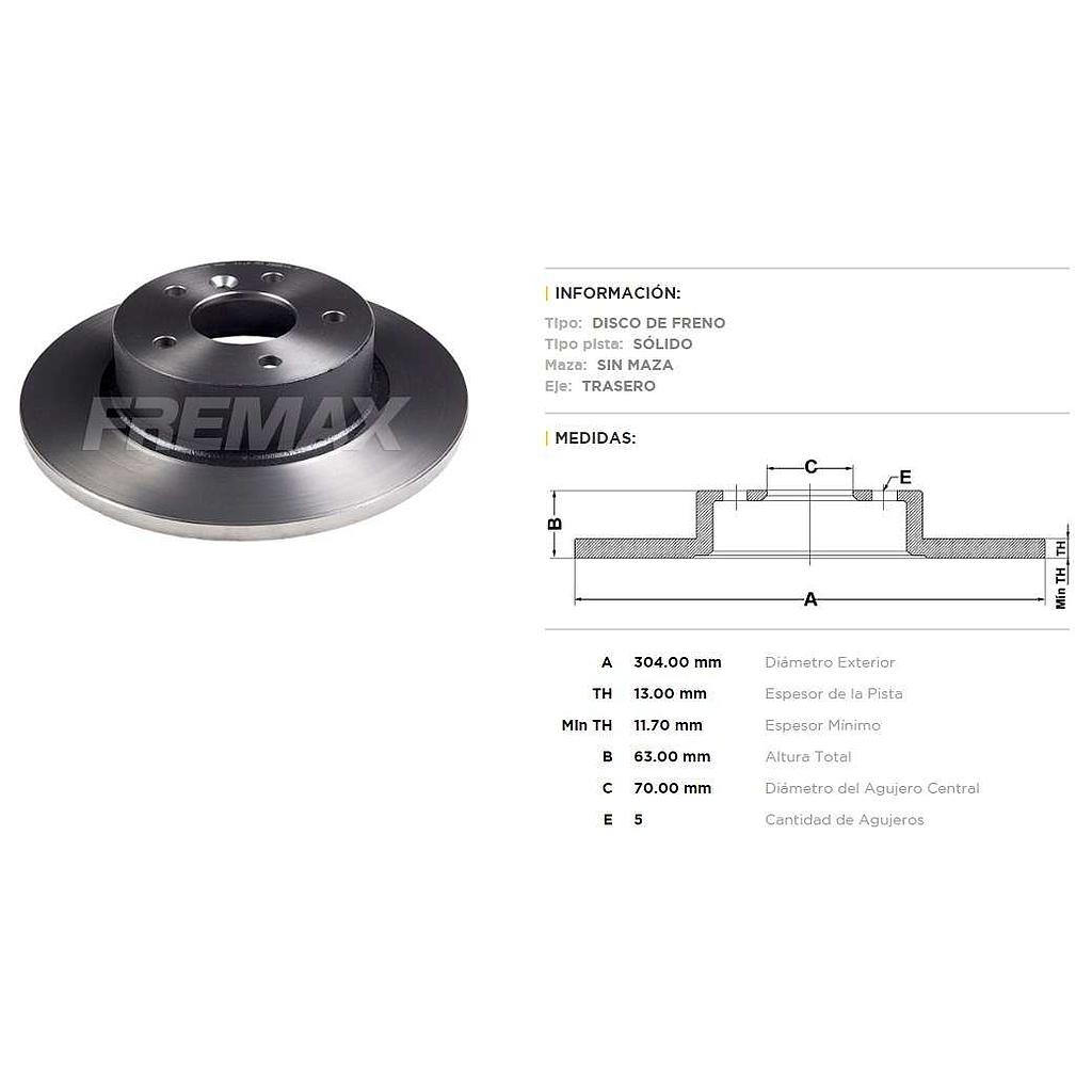 FREMAX DISCO FRENO LAND ROVER DISCOV TS  