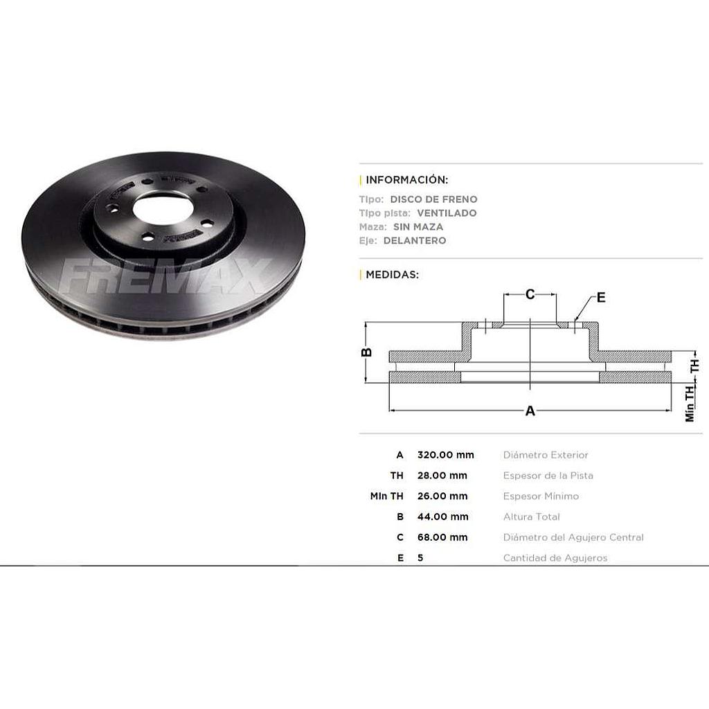 FREMAX DISCO FRENO KOLEOS 2.5 2008>  