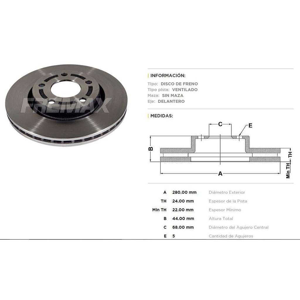 FREMAX DISCO FRENO NISSAN SENTRA 2.0 2013> D  