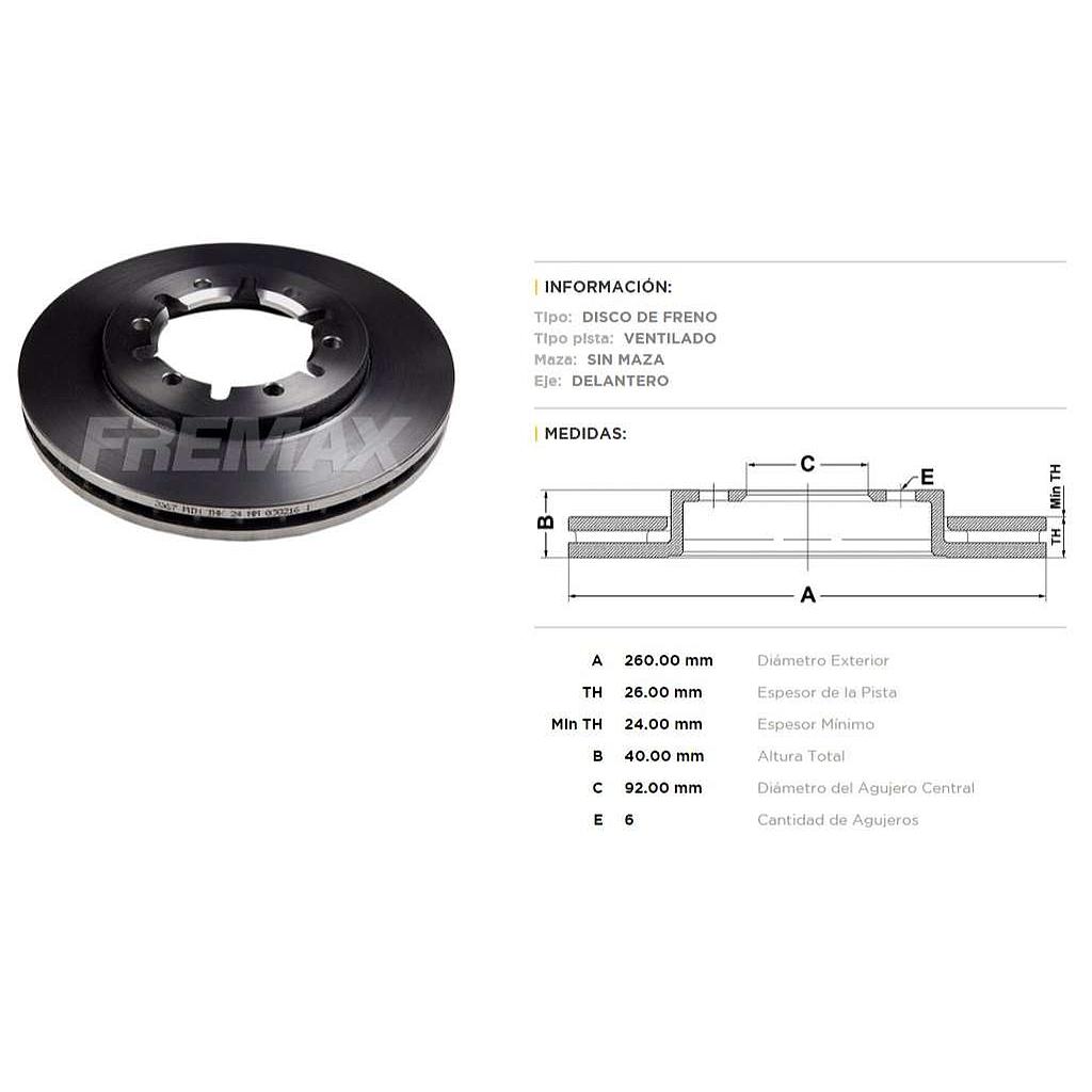 FREMAX DISCO FRENO NISAN FRONTIER 98>04DV  