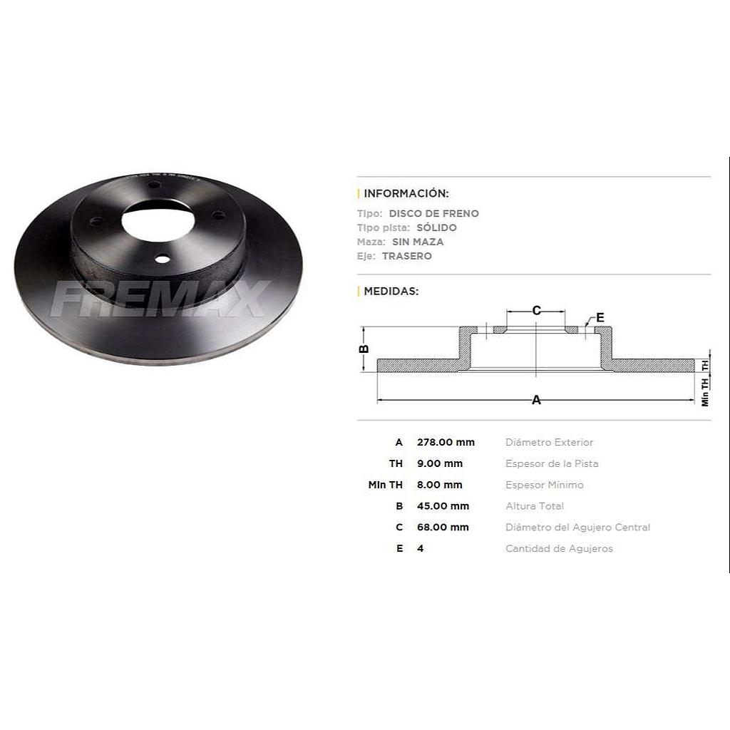 FREMAX DISCO FRENO NISAN SENTRA 2005> TS  