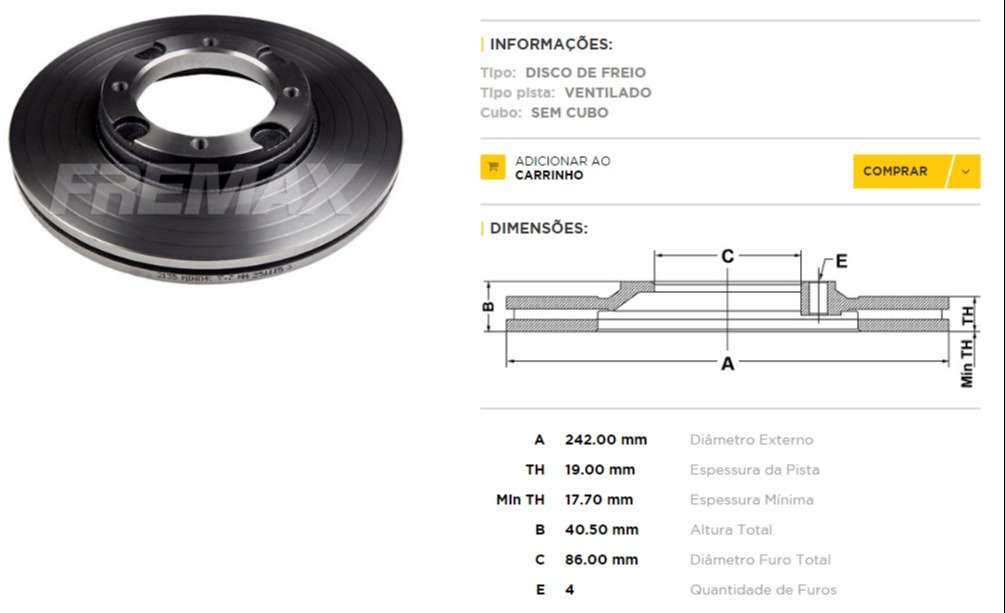 FREMAX DISCO FRENO HYUNDAI ACENT / EXEL DV  