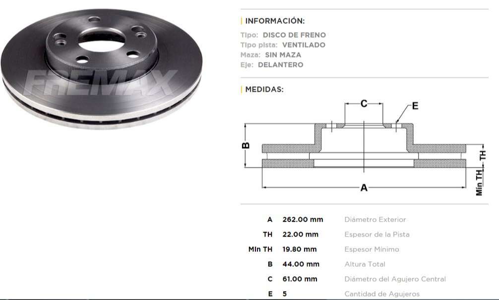 FREMAX DISCO FRENO LAGUNA 92> DV  