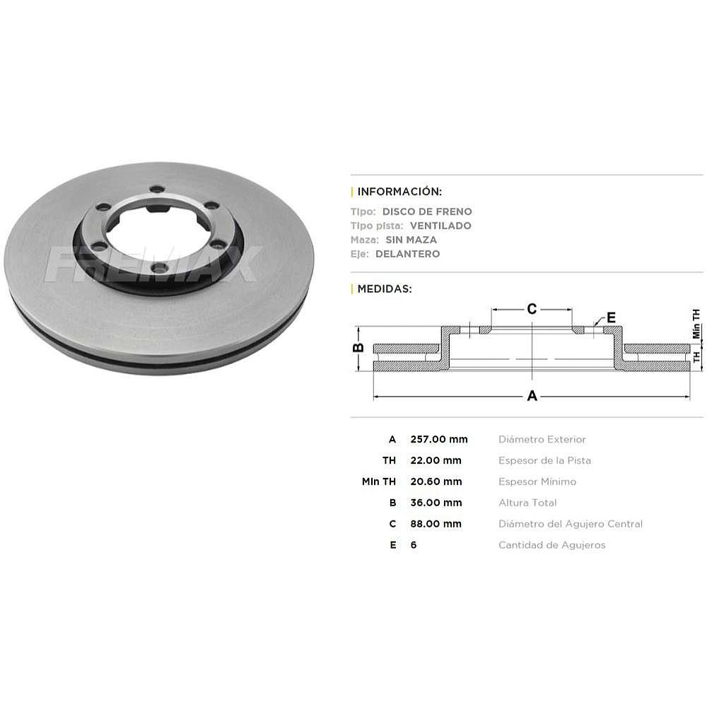 FREMAX DISCO FRENO CHEVROLET LUV / HONDA/ ISUZU DV