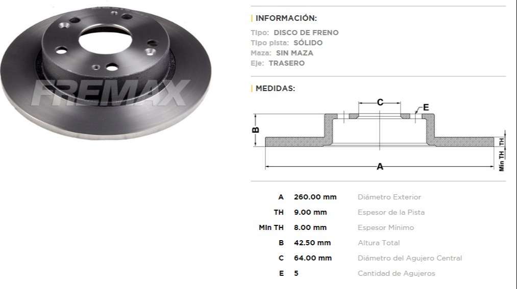 FREMAX DISCO FRENO COROLLA DV  
