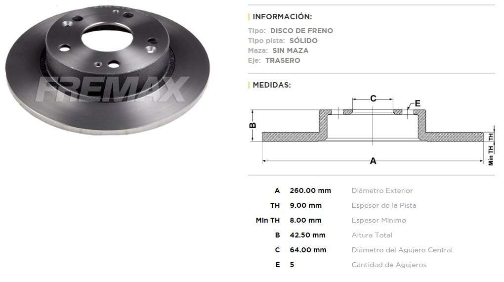 FREMAX DISCO FRENO HONDA CIVIC 1.8 06>TS  