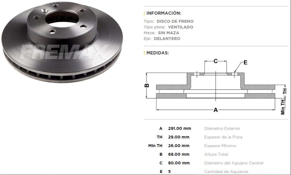 FREMAX DISCO FRENO JAGUAR XJ6 4.0 90/97DV  