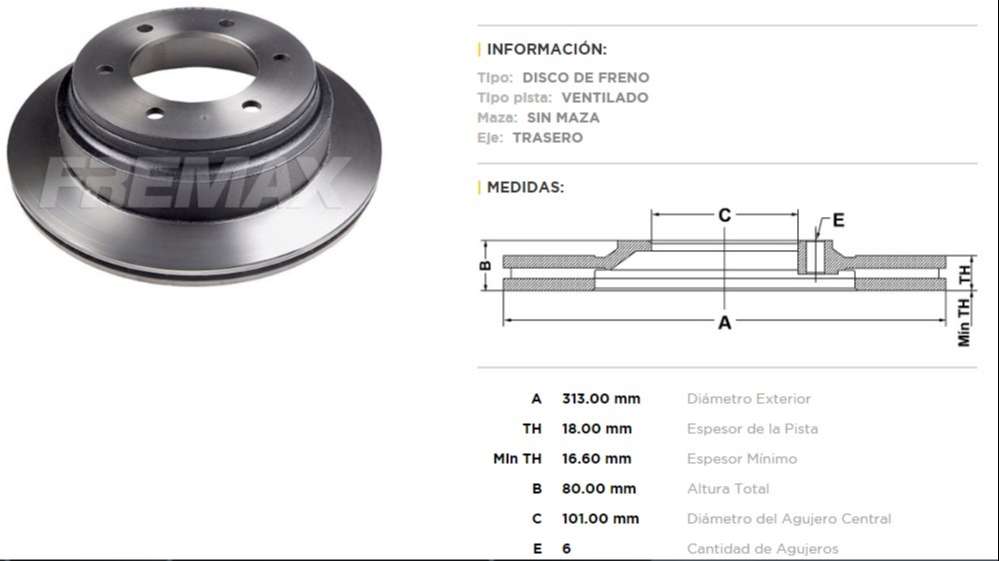 FREMAX DISCO FRENO HONDA PASPOR TV  