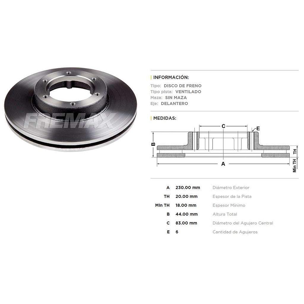 FREMAX DISCO FRENO FORD F100 82- DV