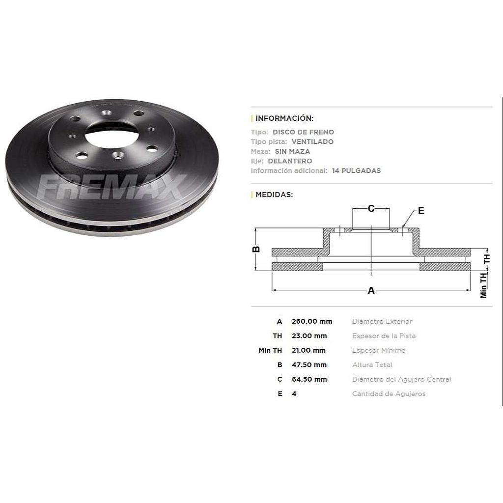 FREMAX DISCO FRENO HONDA PRELUD DV  