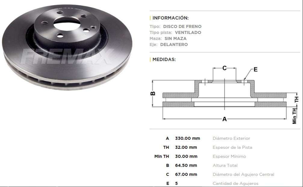 FREMAX DISCO FRENO M-BENZ 220/E280/E300  
