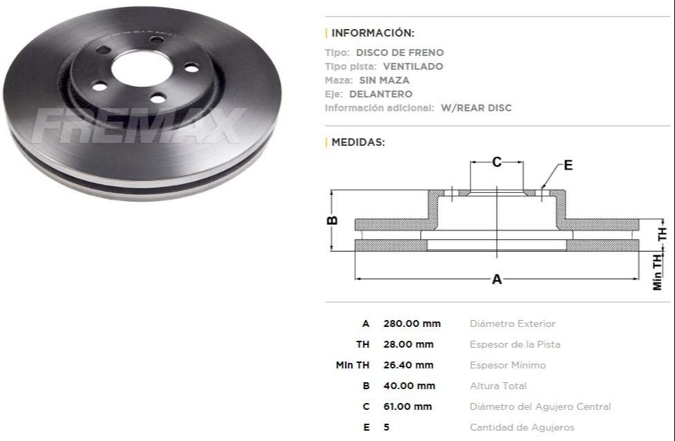FREMAX DISCO FRENO PT CRUISIER DV  