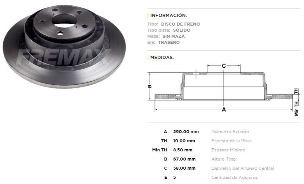 FREMAX DISCO FRENO SUBARU LEGACY TS  