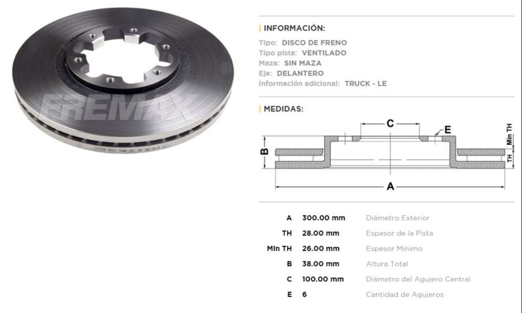 FREMAX DISCO FRENO NISAN / DATSUN PATF DV  