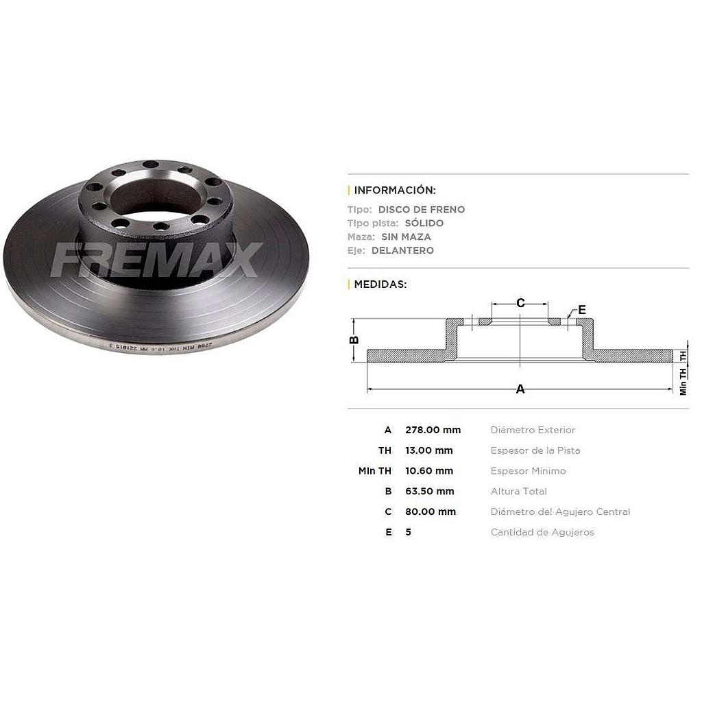 FREMAX DISCO FRENO M-BENZ 200/220/280 DS  