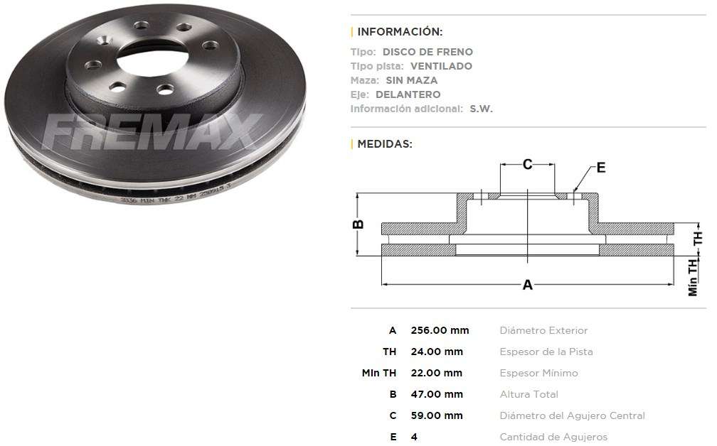 FREMAX DISCO FRENO DAEWO NUBIRA DV  