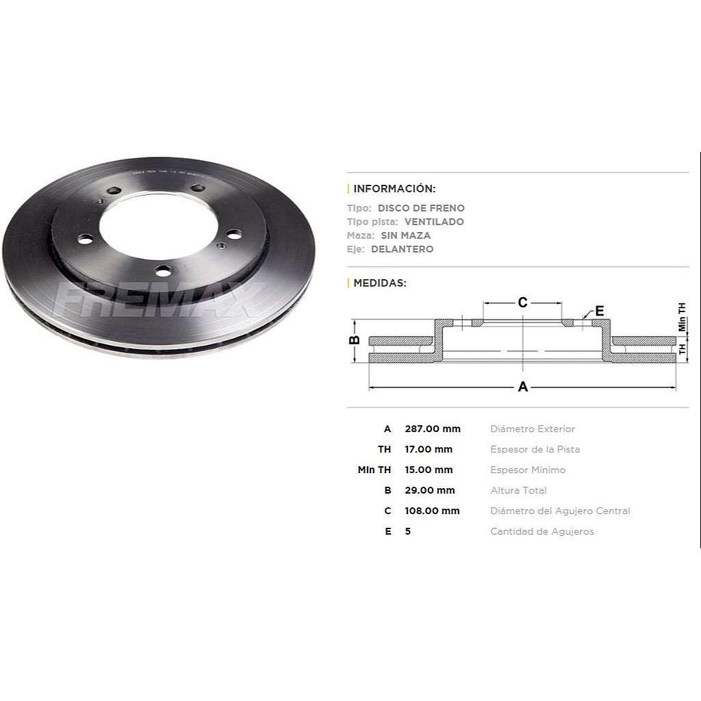 FREMAX DISCO FRENO SUZUKI VITARA DV