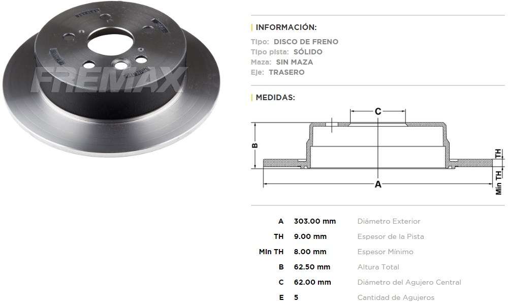 FREMAX DISCO FRENO TOYOTA  RAV 4 2.4/CHERY