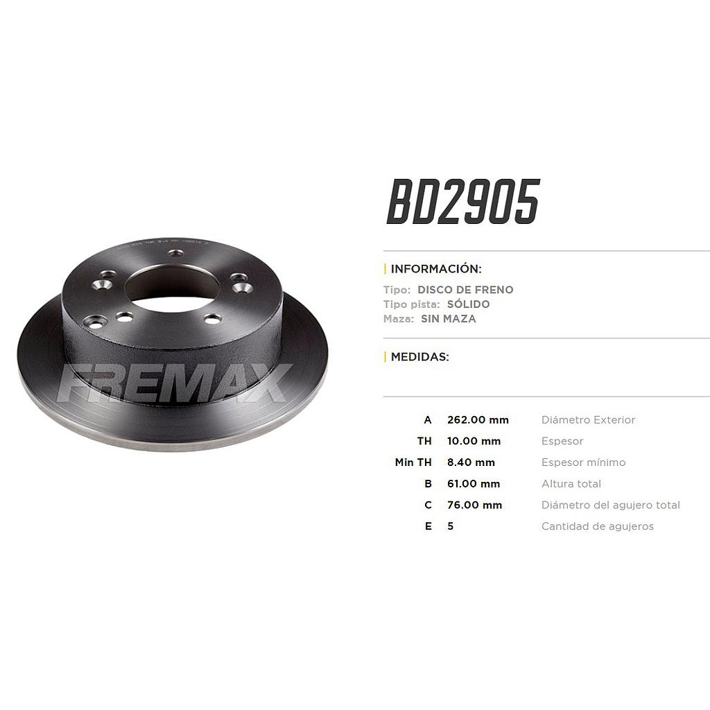 FREMAX DISCO FRENO HYUNDAI SONATA 2006>TS  