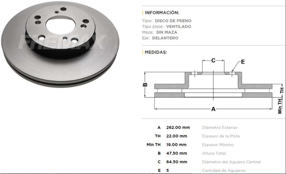 FREMAX DISCO FRENO HONDA CIVIC 06> DV  