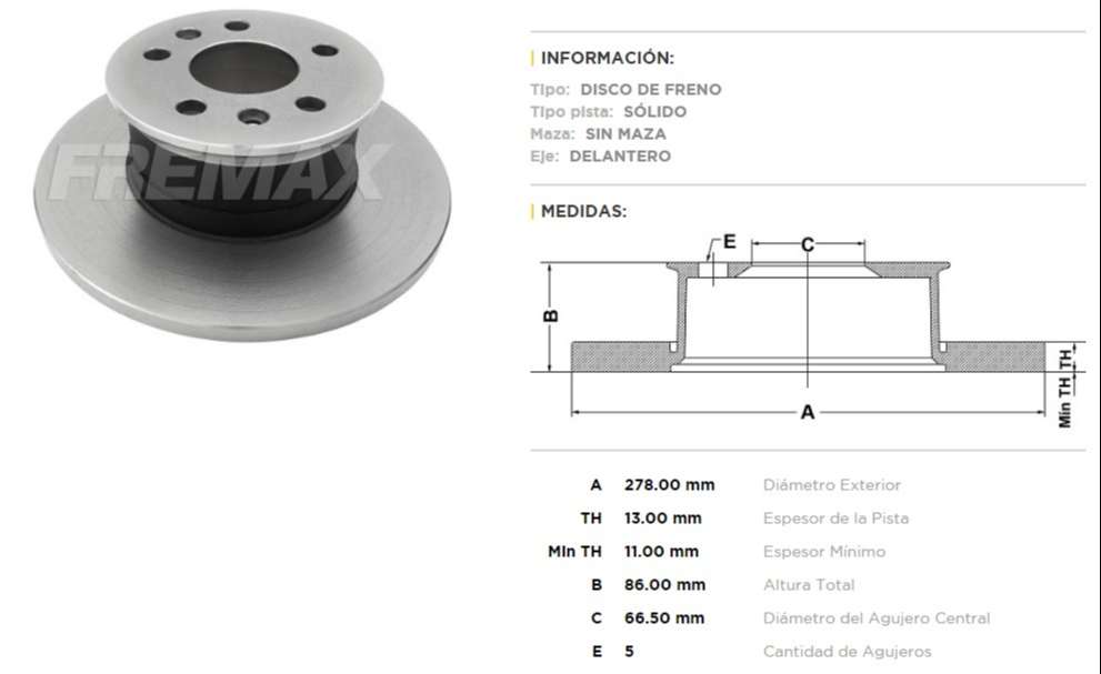 FREMAX DISCO FRENO KOMBI 82> DS  