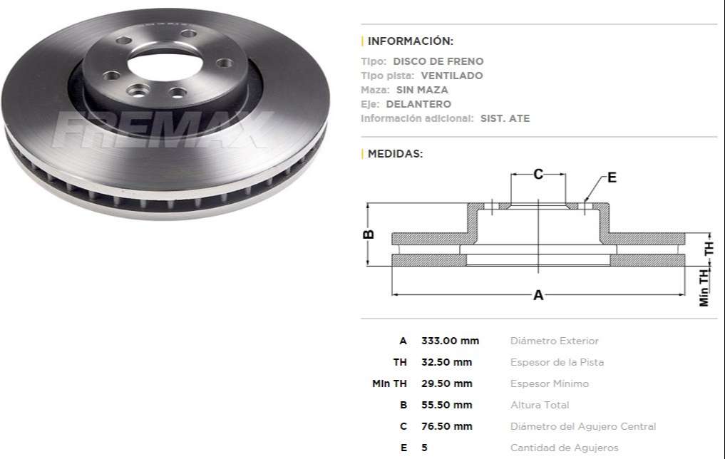 FREMAX DISCO FRENO TRANSPORTER T5 1.9  
