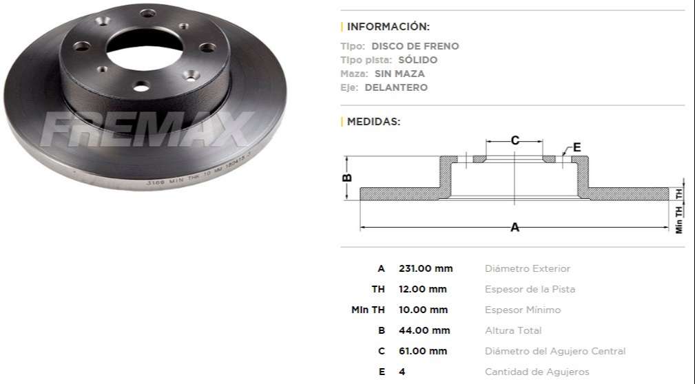 FREMAX DISCO FRENO HONDA CIVIC 81/91 DS  
