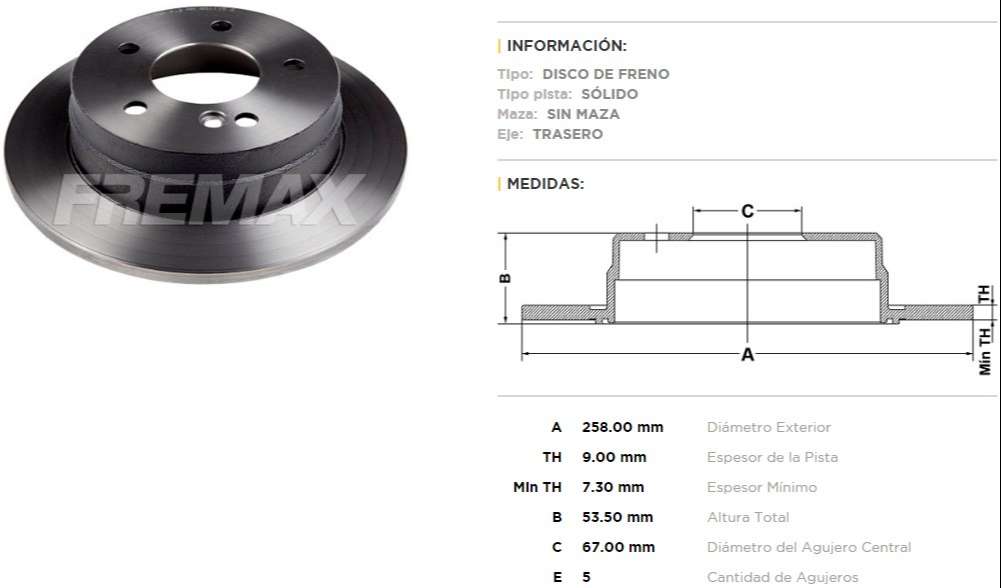 FREMAX DISCO FRENO M-BENZ CLASE C 93>TS  