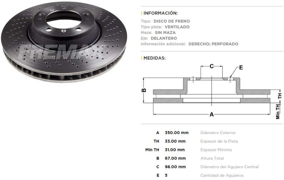FREMAX DISCO FRENO PORSCHE 911 GT3 DER  