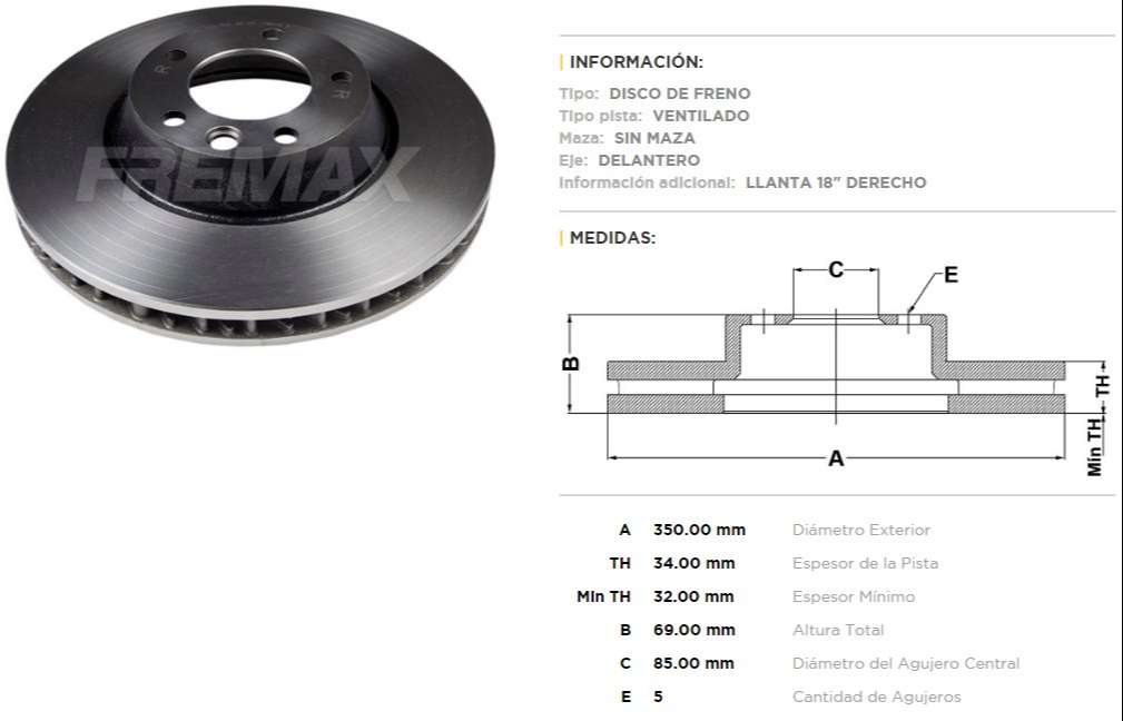 FREMAX DISCO FRENO AUDI Q7 PORSCHE DER  