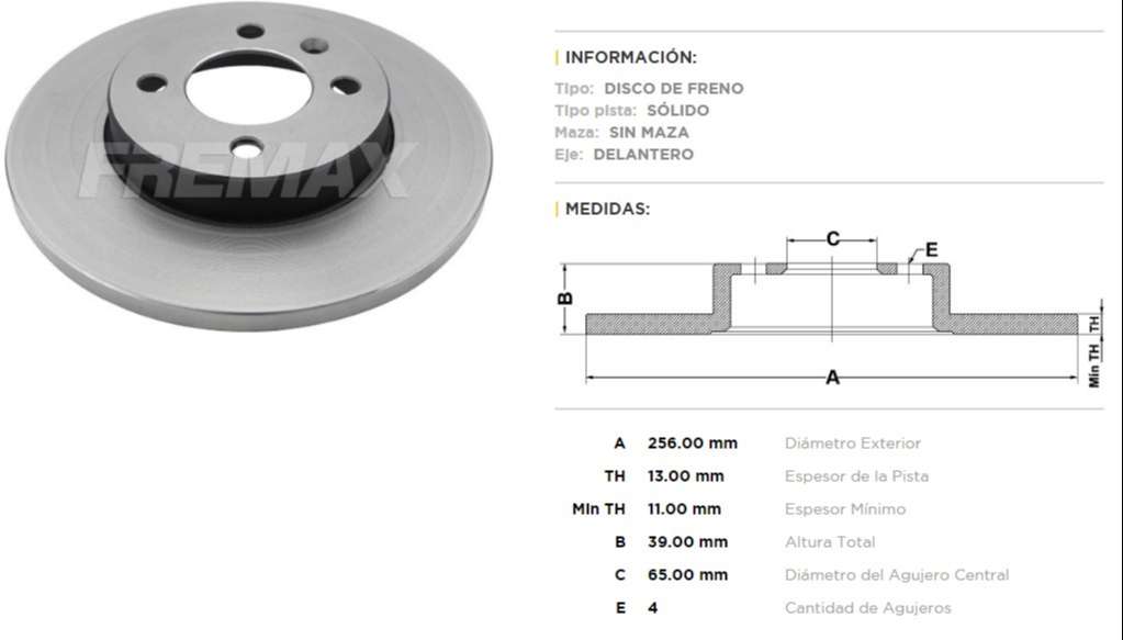 FREMAX DISCO FRENO GOLF  /PASSAT DS  