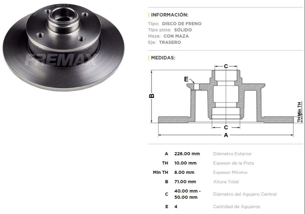 FREMAX DISCO FRENO VOLKSWAGEN GOLF / PASSAT / SEAT TS