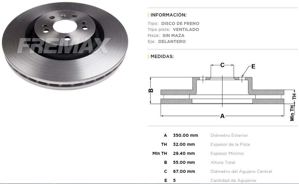 FREMAX DISCO FRENO M-BENZ ML 320 3.0/350  
