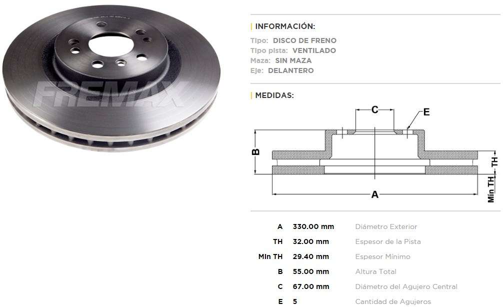 FREMAX DISCO FRENO M-BENZ ML/R280/320/350  