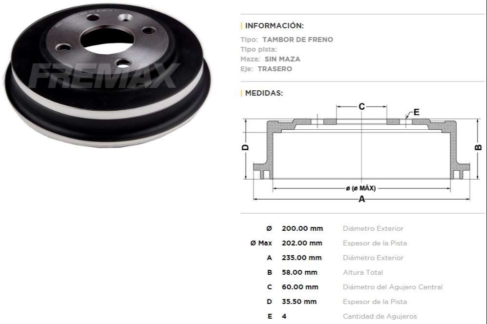 FREMAX CAMPANA FRENO ONIX 2013> JOY /JOY PLUS 1.4 20> T