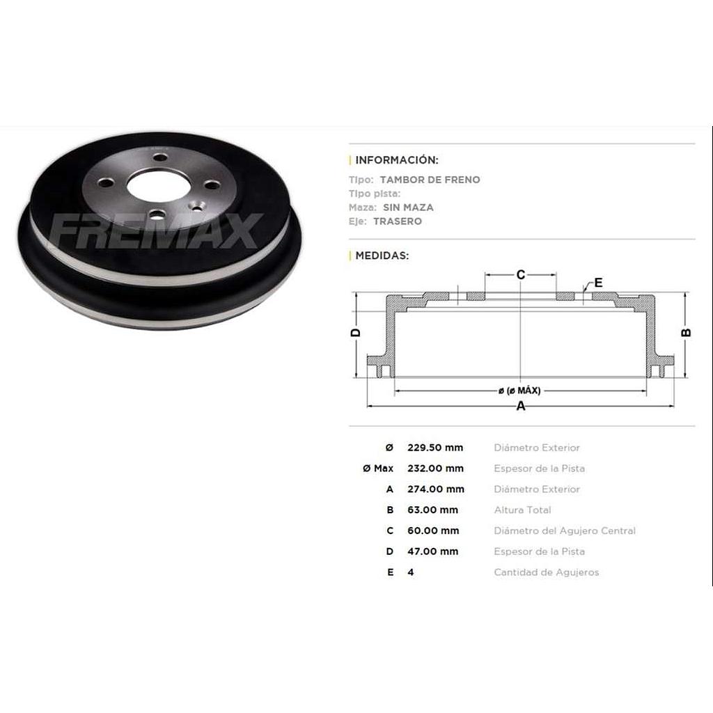 FREMAX CAMPANA FRENO SPIN 1.8 2012