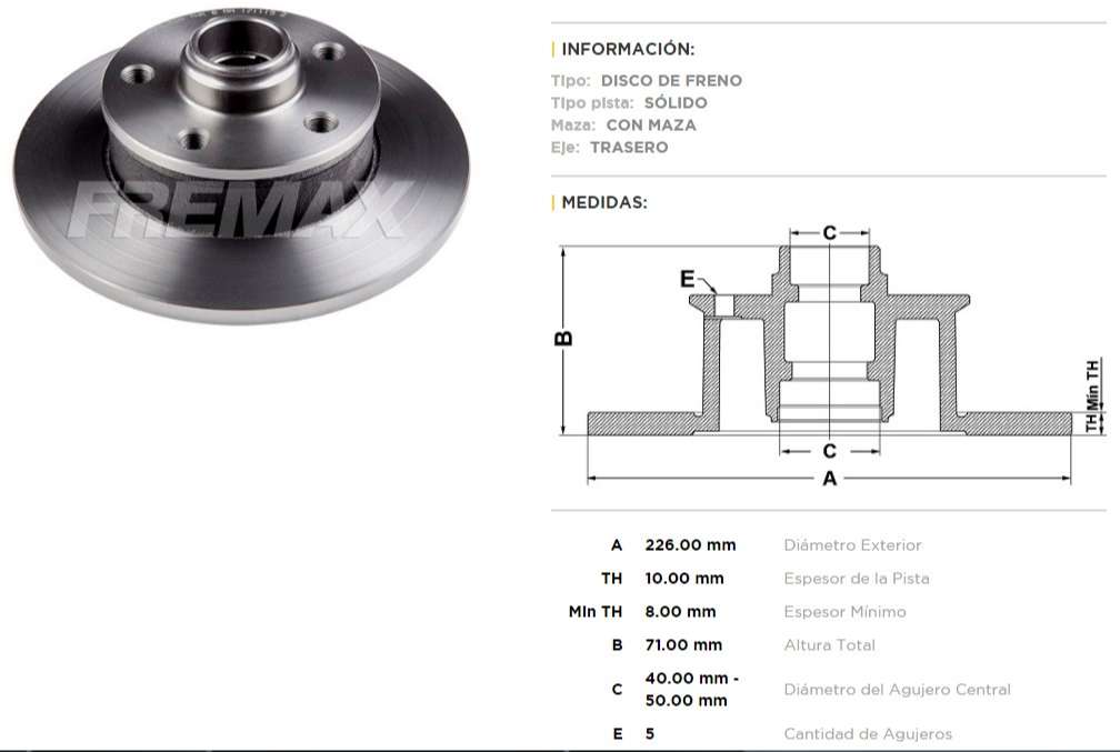 FREMAX DISCO FRENO GOLF / PASSAT 92> TS  
