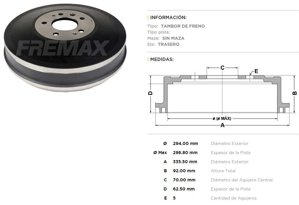 FREMAX CAMPANA FRENO FIAT TORO 2.0 16V '17
