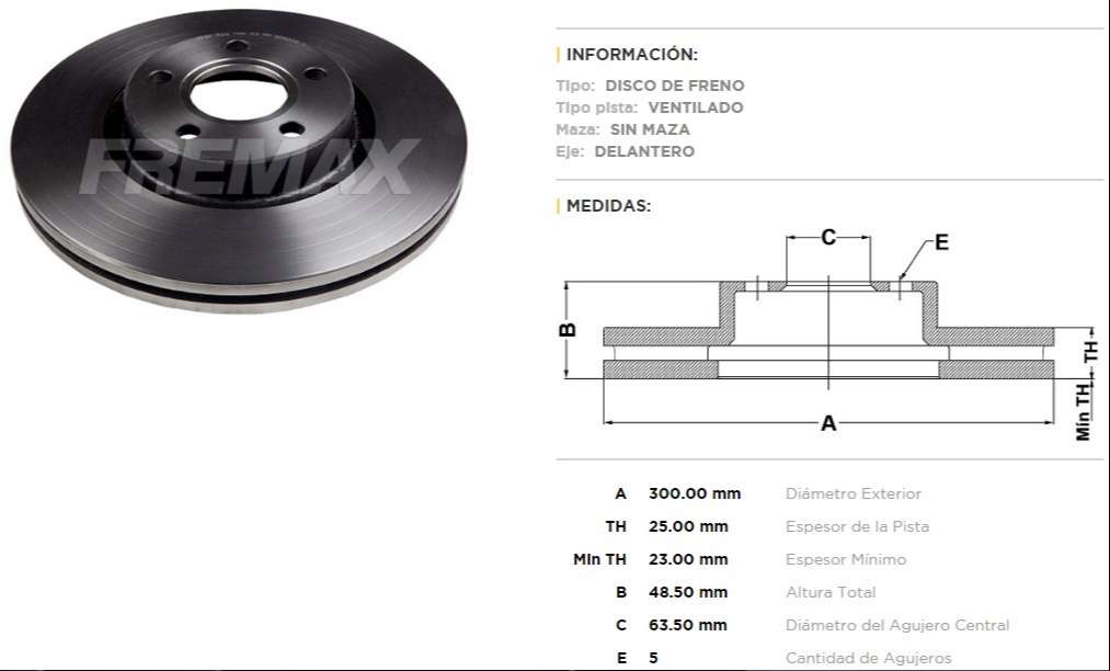 FREMAX DISCO FRENO FOCUS 2.0  / VOLVO
