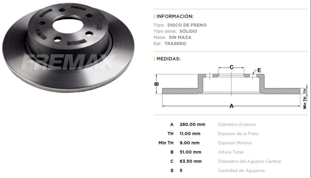 FREMAX DISCO FRENO FORD KUGA 1.6  