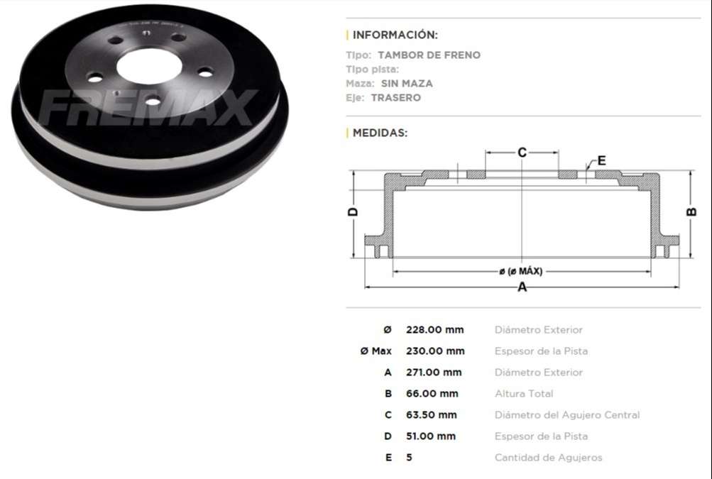 FREMAX CAMPANA FRENO FOCUS 1.8/2.0 16V  