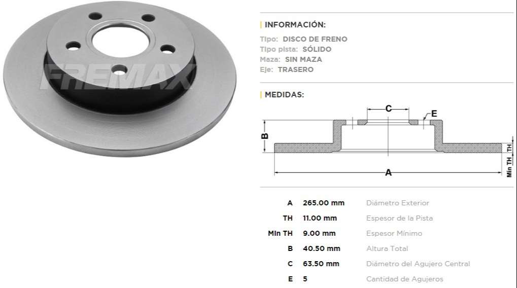 FREMAX DISCO FRENO FOCUS / MAX / VOLVO