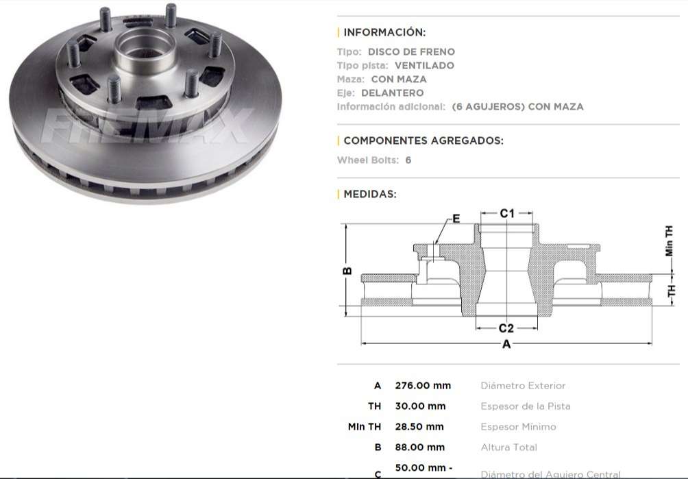 FREMAX DISCO FRENO CHEVROLET BLAZER / CHEV S10 97/99 DV