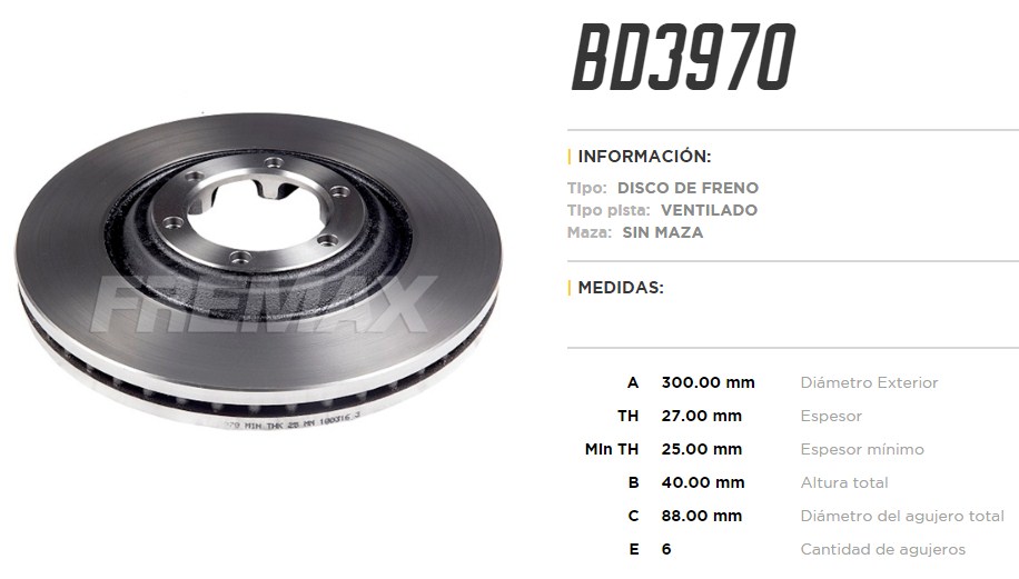 FREMAX DISCO FRENO CHEVROLET BLAZER / CHEV S10