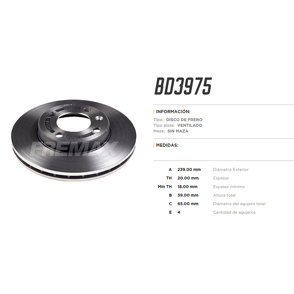 FREMAX DISCO FRENO VW GOL POLO AUDI FORD DV